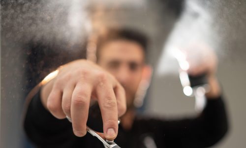 A barber posing for a cool shot